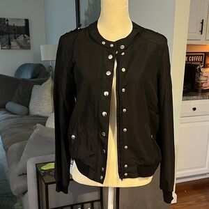 Elegant Black Bomber Jacket for Women
